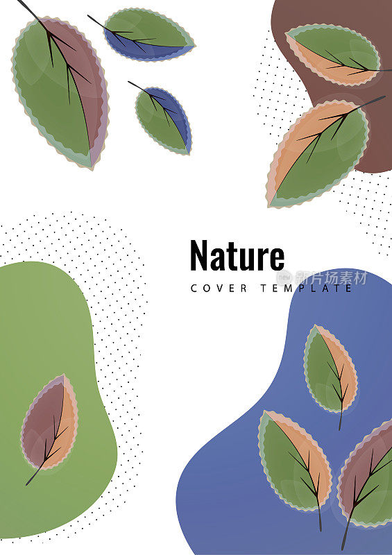 Abstract creative leaves, waves, bright modern background. Ecology concept. Vector illustration